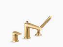 Single Handle Roman Tub Faucet with Handshower in Vibrant® Brushed Moderne Brass