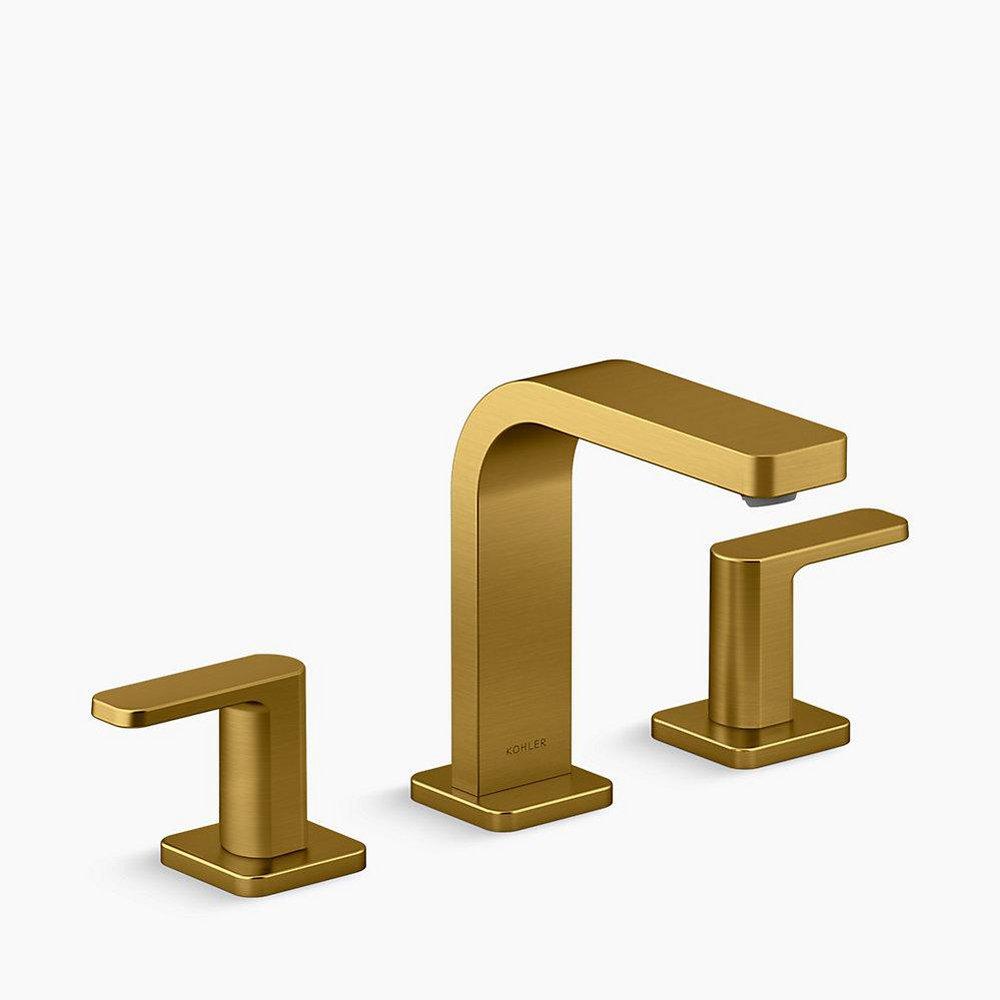 KOHLER Vibrant Brushed Moderne Brass Two Handle Widespread Bathroom Sink Faucet 