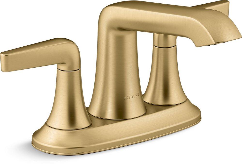 KOHLER Vibrant Brushed Moderne Brass Two Handle Centerset Bathroom Sink Faucet 