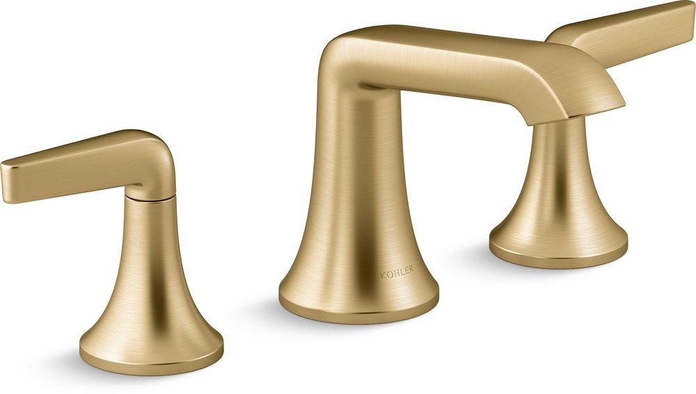 KOHLER Vibrant Brushed Moderne Brass Two Handle Widespread Bathroom Sink Faucet 