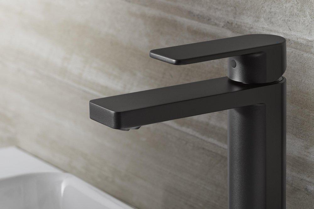 KOHLER Vibrant&reg; Brushed Moderne Brass Single Handle Monoblock Bathroom Sink Faucet 