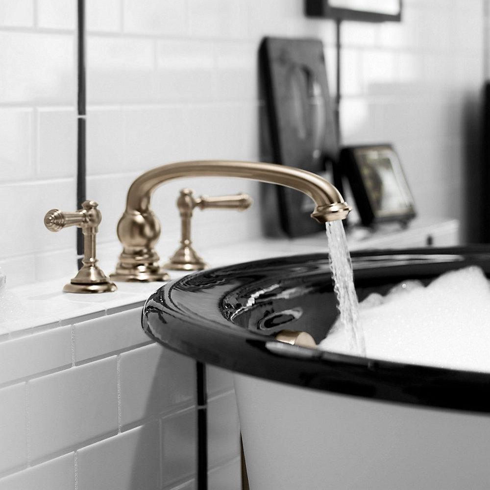 KOHLER Vibrant&reg; Brushed Moderne Brass Two Handle Roman Tub Faucet (Trim Only) 