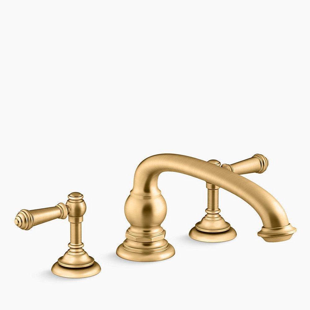 KOHLER Vibrant&reg; Brushed Moderne Brass Two Handle Roman Tub Faucet (Trim Only) 
