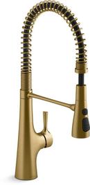 KOHLER Vibrant&reg; Brushed Moderne Brass Single Handle Pull Down Kitchen Faucet 