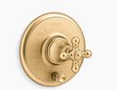 KOHLER Vibrant&reg; Brushed Moderne Brass Tub and Shower Pressure Balancing Valve Trim with Metal Single Cross Handle and Diverter 