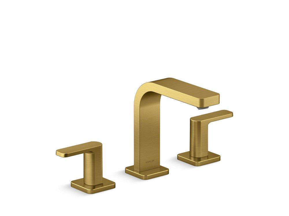 KOHLER Vibrant Brushed Moderne Brass Two Handle Widespread Bathroom Sink Faucet 