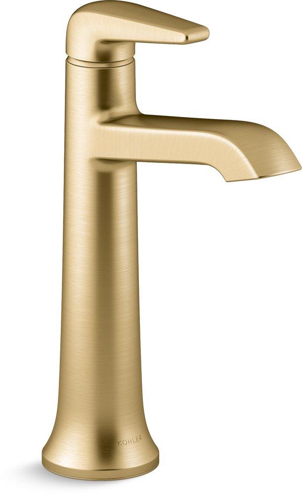 KOHLER Vibrant&trade; Brushed Moderne Brass Single Handle Monoblock Bathroom Sink Faucet 