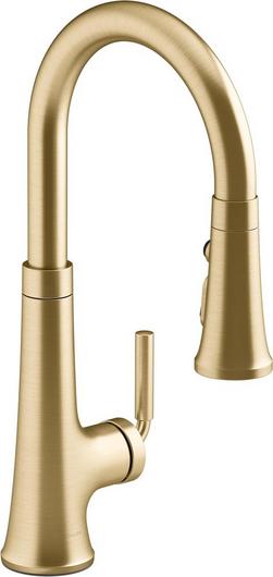 Single Handle Pull Down Kitchen Faucet in Vibrant&reg; Brushed Moderne Brass