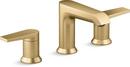 KOHLER Vibrant Brushed Moderne Brass Two Handle Widespread Bathroom Sink Faucet 