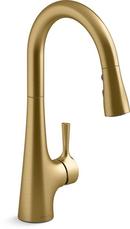 KOHLER Vibrant&reg; Brushed Moderne Brass Single Handle Pull Down Kitchen Faucet 