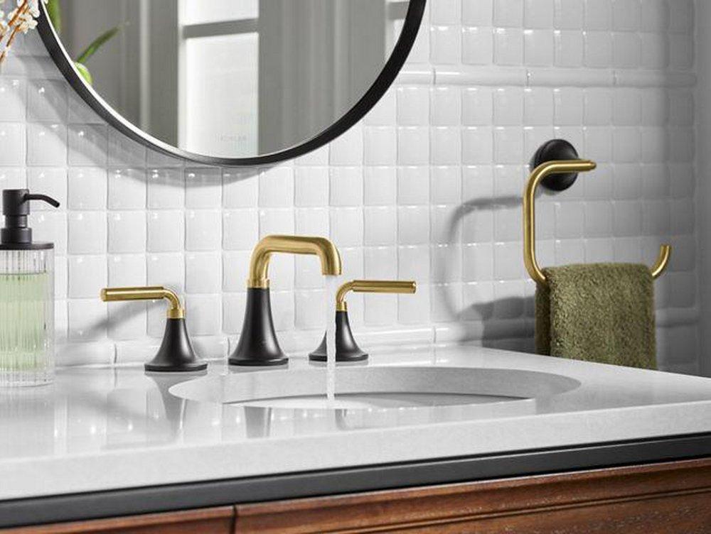 KOHLER Vibrant&trade; Brushed Moderne Brass Two Handle Roman Tub Faucet 