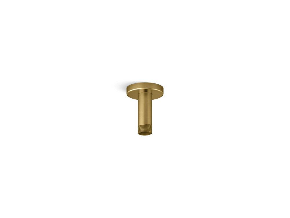 3 in. Ceiling-Mount Rainhead Arm and Flange in Vibrant Brushed Moderne Brass 