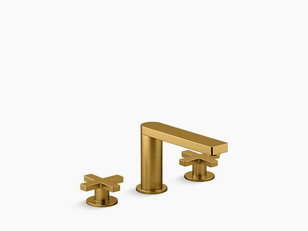 KOHLER Vibrant&reg; Brushed Moderne Brass Two Handle Widespread Bathroom Sink Faucet 