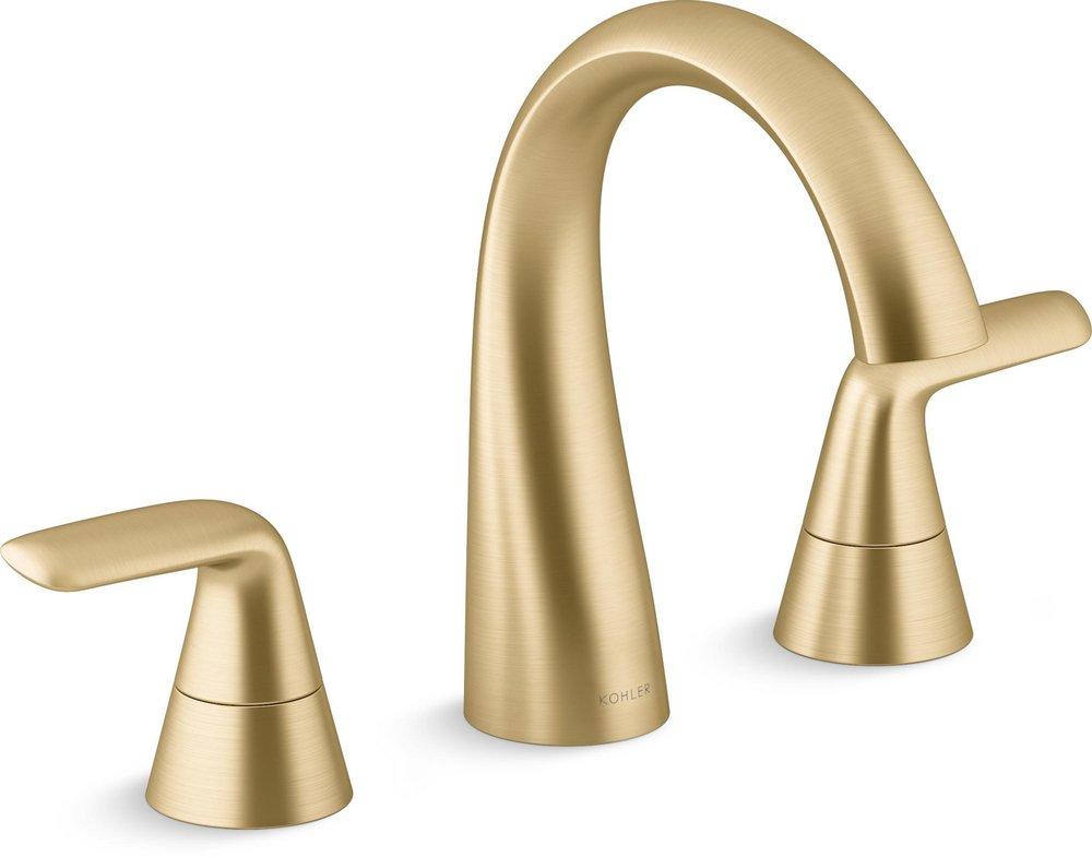 KOHLER Vibrant Brushed Moderne Brass Two Handle Widespread Bathroom Sink Faucet 