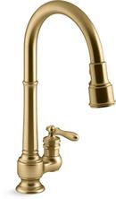 Single Handle Pull Down Kitchen Faucet in Vibrant® Brushed Moderne Brass