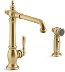 Single Handle Kitchen Faucet with Side Spray in Vibrant® Brushed Moderne Brass