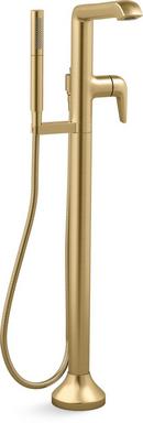 Single Lever Handle Floor Mount Filler in Vibrant Brushed Moderne Brass 