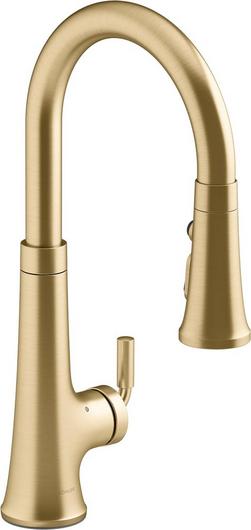 Single Handle Pull Down Touchless Kitchen Faucet in Vibrant&reg; Brushed Moderne Brass