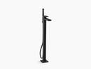 Single Handle Floor Mount Tub Filler with Hand Shower in Vibrant® Brushed Moderne Brass