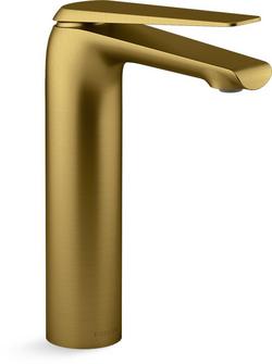 Single Handle Monoblock Bathroom Sink Faucet in Vibrant&reg; Brushed Moderne Brass