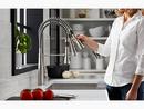KOHLER Vibrant Brushed Moderne Brass Single Handle Pull Down Semi-Professional Kitchen Faucet with Three-Function Spray, Magnetic Docking and MasterClean Technology 