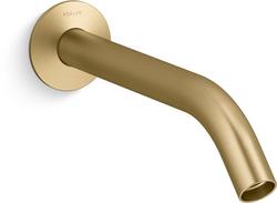 Wall Mount Bathroom Sink Faucet in Vibrant® Brushed Moderne Brass (Handles Sold Separately)