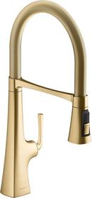 KOHLER Vibrant&reg; Brushed Moderne Brass Single Handle Pull Down Kitchen Faucet 