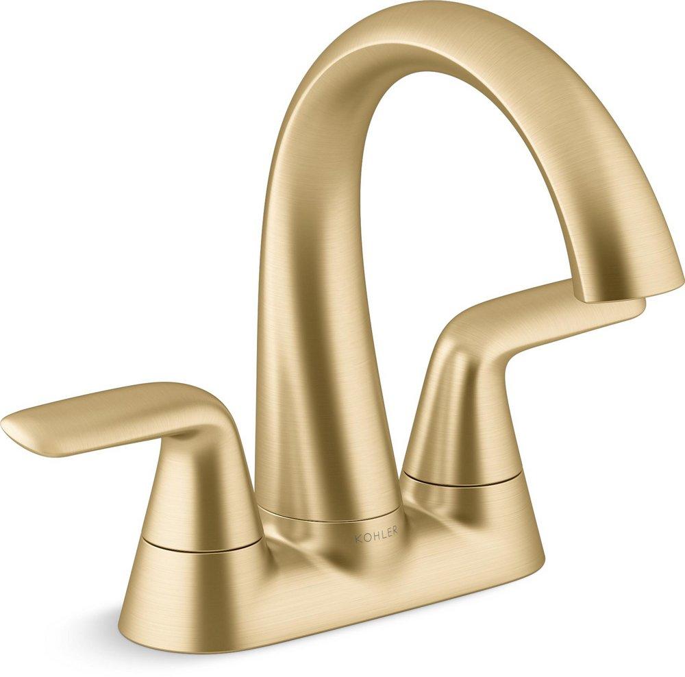 KOHLER Vibrant Brushed Moderne Brass Two Handle Centerset Bathroom Sink Faucet 