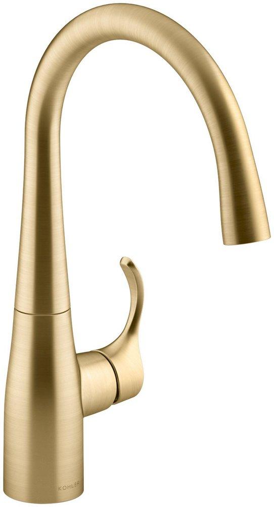 KOHLER Vibrant&reg; Brushed Moderne Brass Single Lever Handle Bar Faucet 