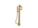 KOHLER Vibrant Brushed Moderne Brass Single Handle Floor Mount Tub Filler with Hand Shower (Trim Only) 
