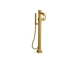 Single Handle Floor Mount Tub Filler with Hand Shower in Vibrant&reg; Brushed Moderne Brass (Trim Only)