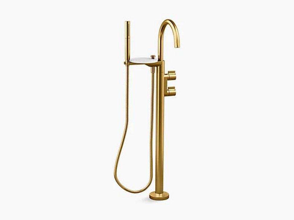 KOHLER Vibrant&reg; Brushed Moderne Brass Single Handle Floor Mount Filler (Trim Only) 