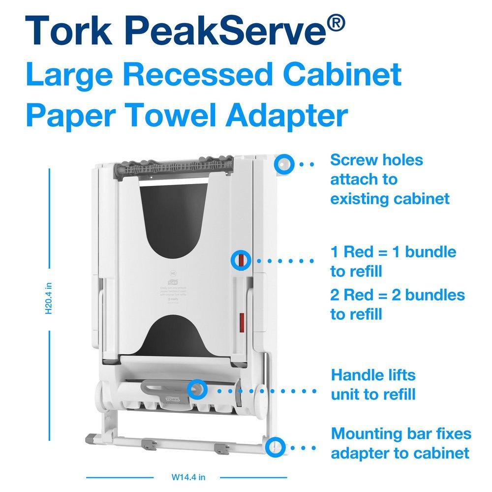 Large Recessed Cabinet Towel Adapter, White, H5 System 