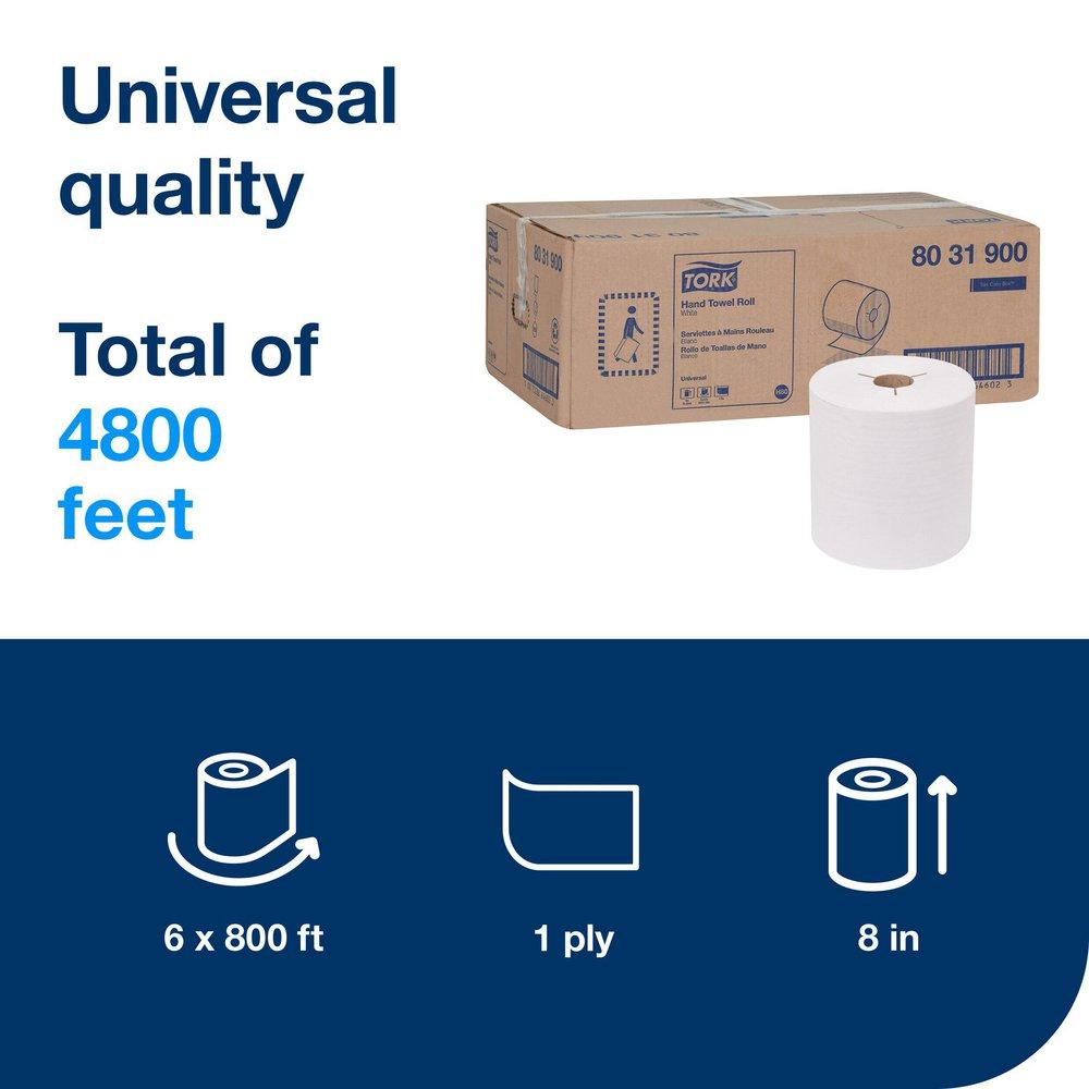 Universal Towel Roll White 1-Ply White 