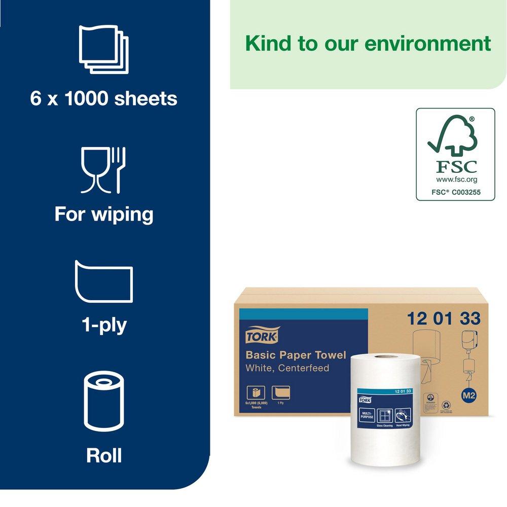 Basic Paper Towel, White Centerfold 1-Ply White 