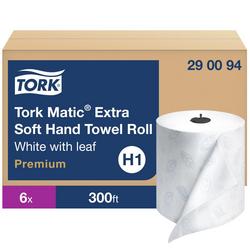 Premium H1 Extra Soft Hand Towel Roll in White with Blue Leaf, 300 ft. (Case of 6)
