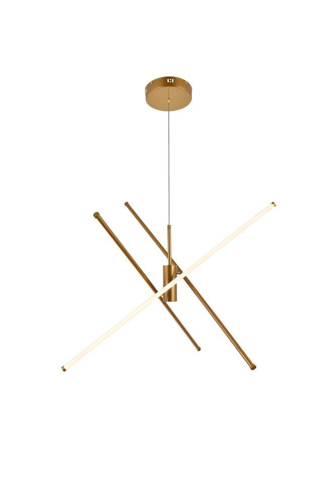 Elegant Lighting Brass 60W 3-Light Integrated LED Pendant 