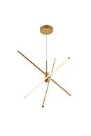 Elegant Lighting Brass 60W 3-Light Integrated LED Pendant 