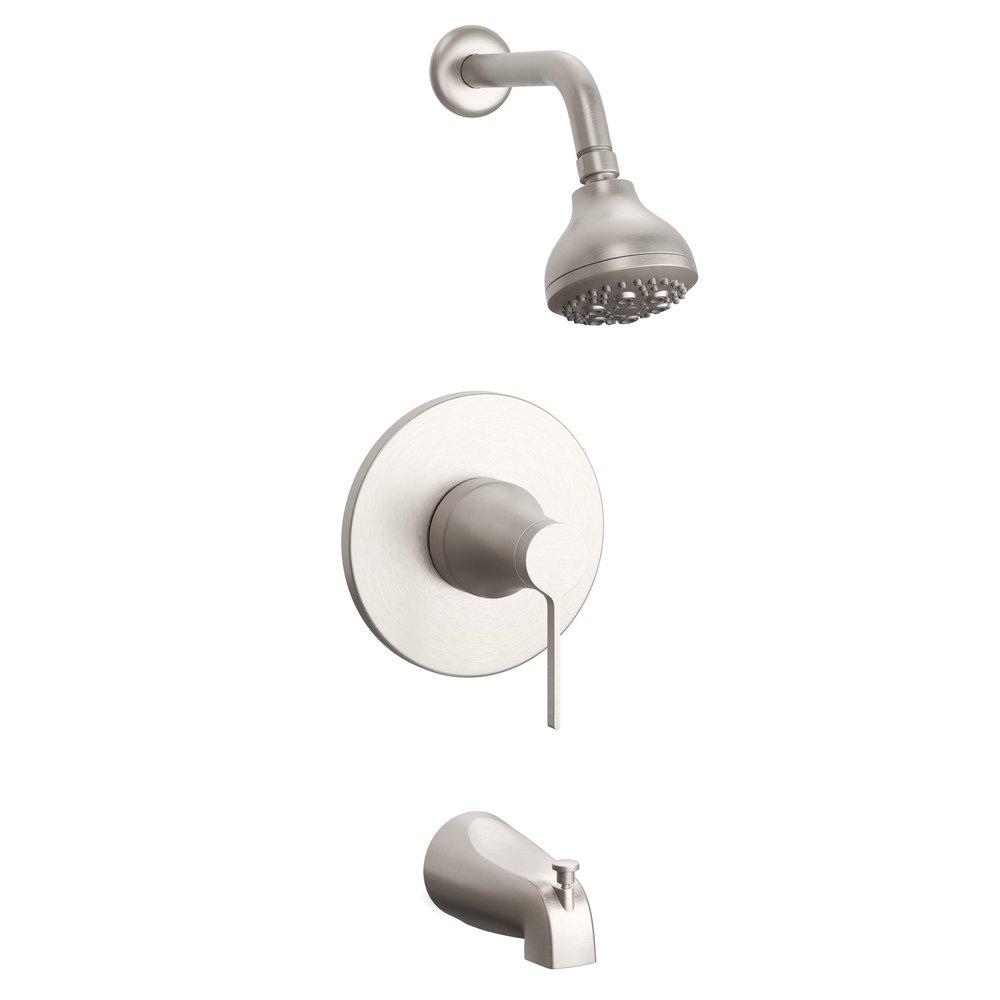 PROFLO&reg; Brushed Nickel Single Handle Multi Function Bathtub & Shower Faucet 