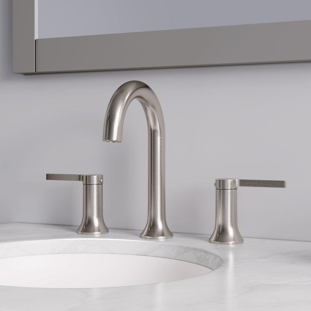 PROFLO&reg; Brushed Nickel Two Handle Widespread Bathroom Sink Faucet 