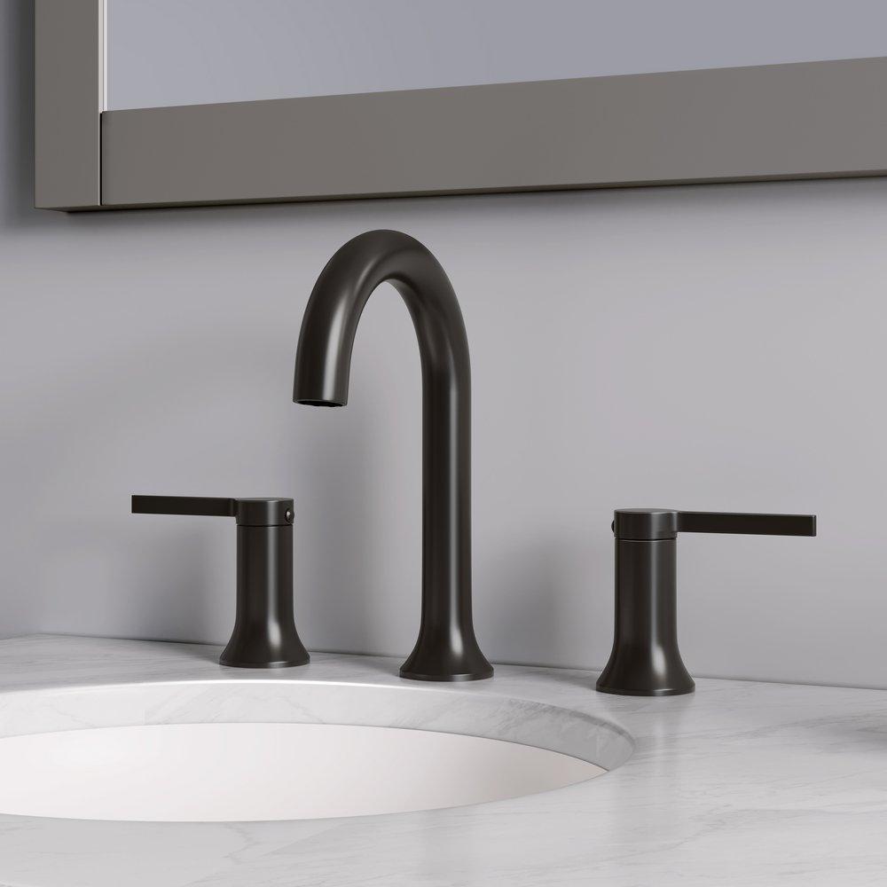 PROFLO&reg; Matte Black Two Handle Widespread Bathroom Sink Faucet 