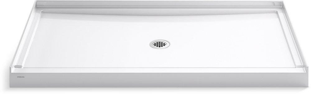 60 x 36 in. Rectangle Shower Base with Center Drain in White 