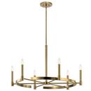 34 x 58 in. 60W 6-Light 1-Tier Incandescent Chandelier in Brushed Natural Brass