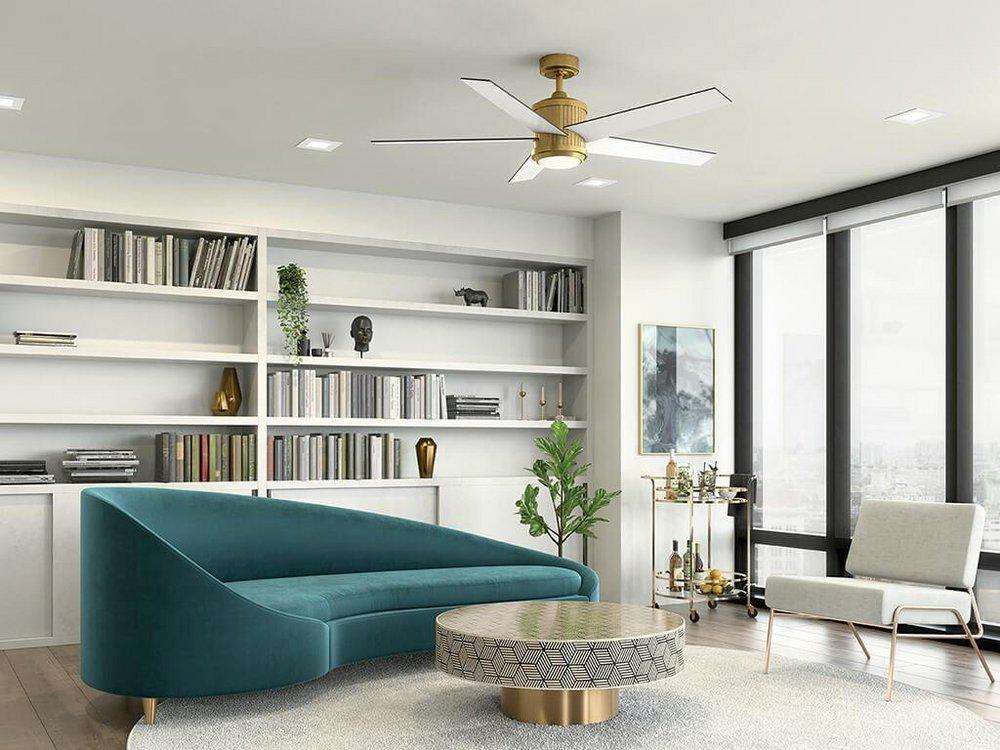 Kichler Lighting Natural Brass 56 in. 5-Blade Indoor/Outdoor Ceiling Fan 