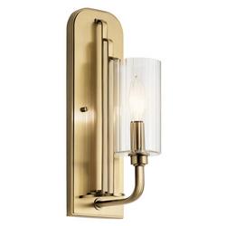 60W 1-Light 14 in. Brushed Natural Brass Wall Sconce