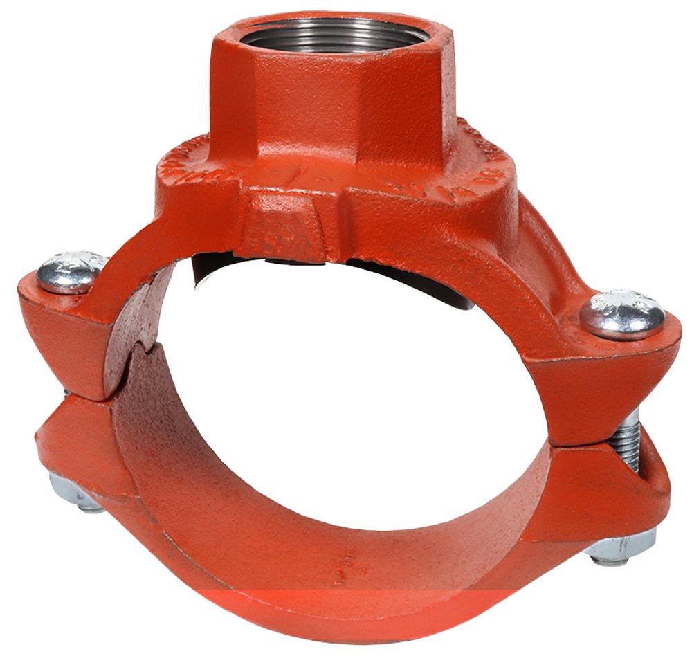 Gruvlok Orange 4-1/8 in. FPT Hot Dipped Zinc Galvanized Ductile Iron Tee 