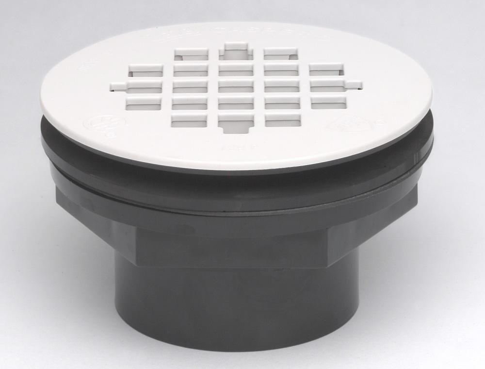 Oatey&reg; White 2 in. Push On Black Shower Drain 