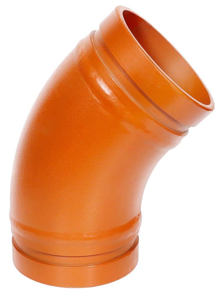 Gruvlok Orange Grooved Global Rust Inhibiting Painted Ductile Iron 45 Degree Long Radius Elbow 