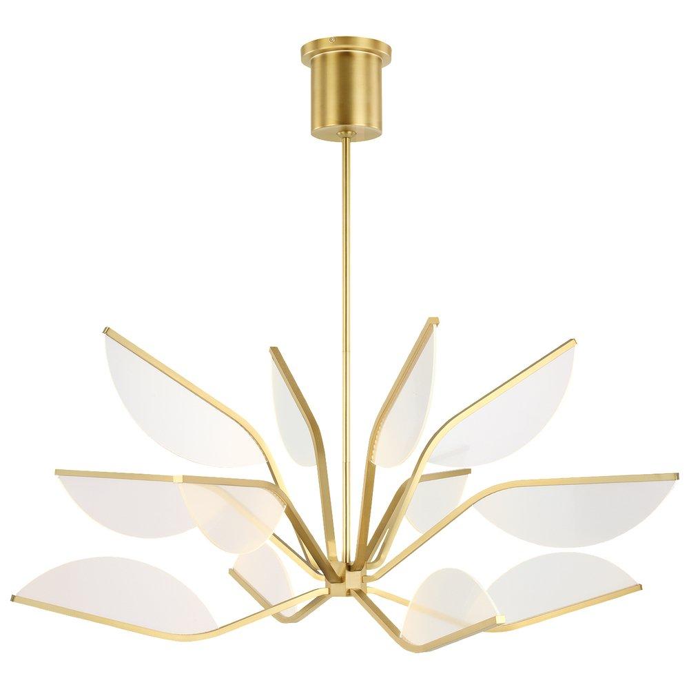 Visual Comfort & Co. Modern Natural Brass 17-3/10 x 38 in. 50.1W 1-Tier 12-Light Integrated LED Contemporary and Modern Chandelier 