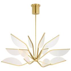 17-3/10 x 38 in. 50.1W 1-Tier 12-Light Integrated LED Contemporary and Modern Chandelier in Natural Brass